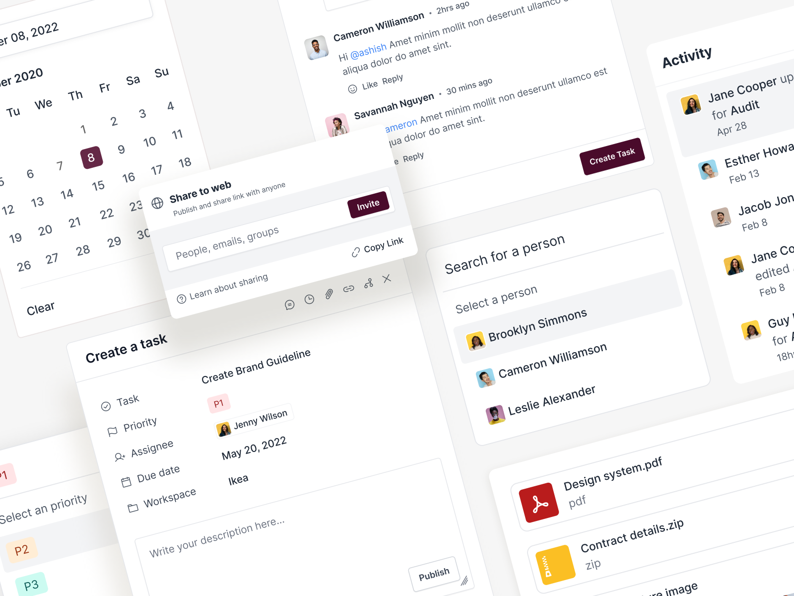 project-management-app-components-by-kavita-shelar-on-dribbble