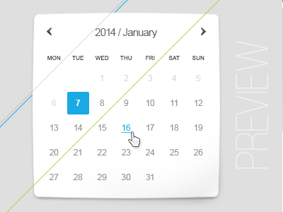 Calendar on 2014 design ui