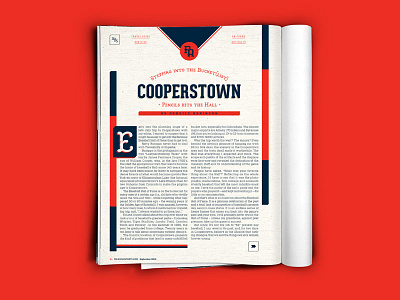 Cooperstown baseball cooperstown design drop cap editorial layout magazine retro typography
