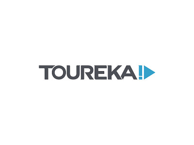 Toureka! branding exclamation point forward identity logo logotype pause play tour typography wordmark