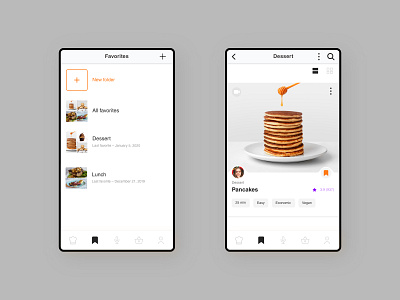 In Kitchen • Recipe App [Favorites] app design application cook design favorites folders food kitchen mobile app design mobile ui ux recipes save ui ux web design webdesign