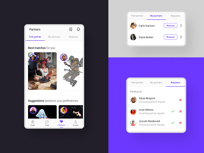 Critik • Social App [Partners) application art artists artwork collaboration community critics illustration learning mobile ui ux partners requests ux ux ui