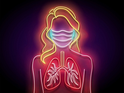Neon Light Pandemic Illustration 3d coronavirus covid 19 covid19 face girl mask neon pandemic prevention respiratory vector
