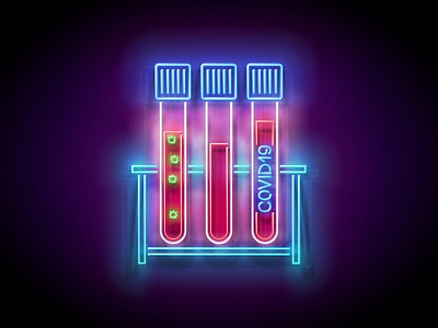 Neon Light Pandemic Illustration 3d blood test corona virus coronavirus covid 19 covid19 diagnostics laboratory neon pandemic vector