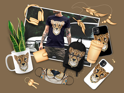 Cheetah, animal print design 3d africa animal cheetah illustration ornament print print design realistic vector