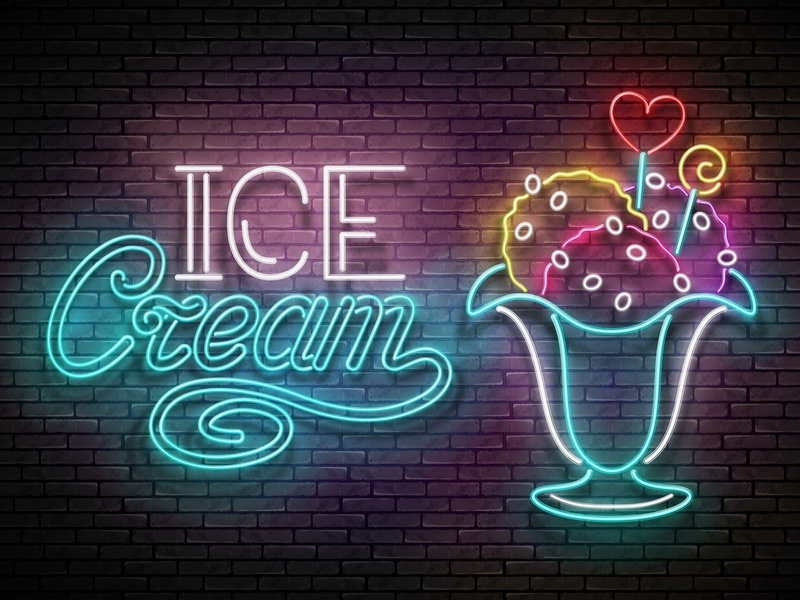 Ice Cream Neon Poster, 100% Vector Art by Irina Krivoruchko | lissantee