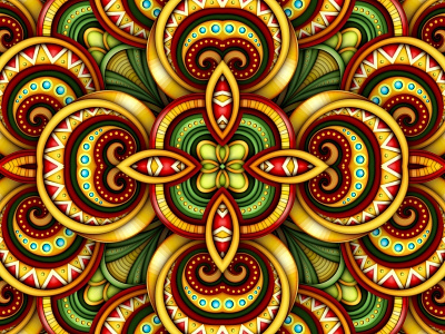 Vector Seamless 3d Pattern. 3d doodle ethnic floral kaleidoscope ornament pattern realistic seamless tile vector