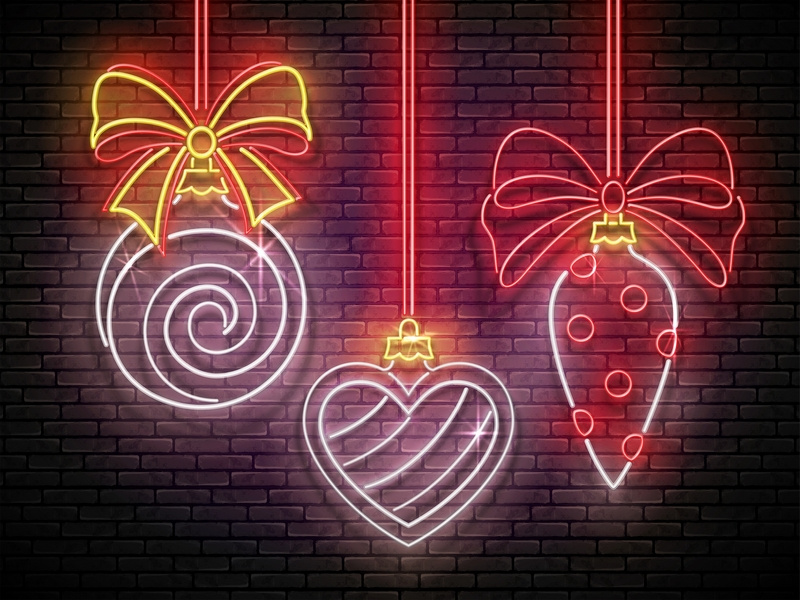 Neon Light Christmas Greeting Card by Iryna Kryvoruchko lissantee on