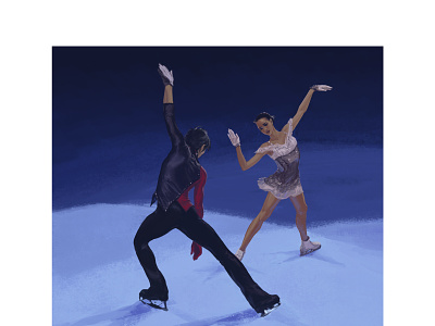 "Phantom of the Opera" on ice figureskating illustration olympics portrait sport