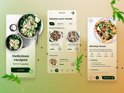 Food app concept - recipes and ingredient delivery