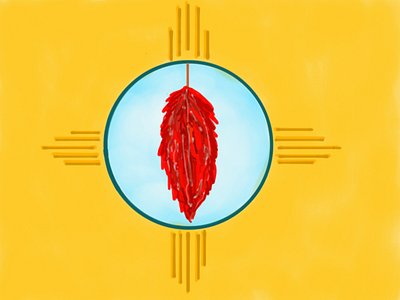 New Mexico animation chile design flat icon illustration logo new mexico ristra watercolor zia