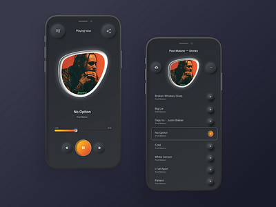 Neumorphic Dark Mode Music App by John Carter on Dribbble