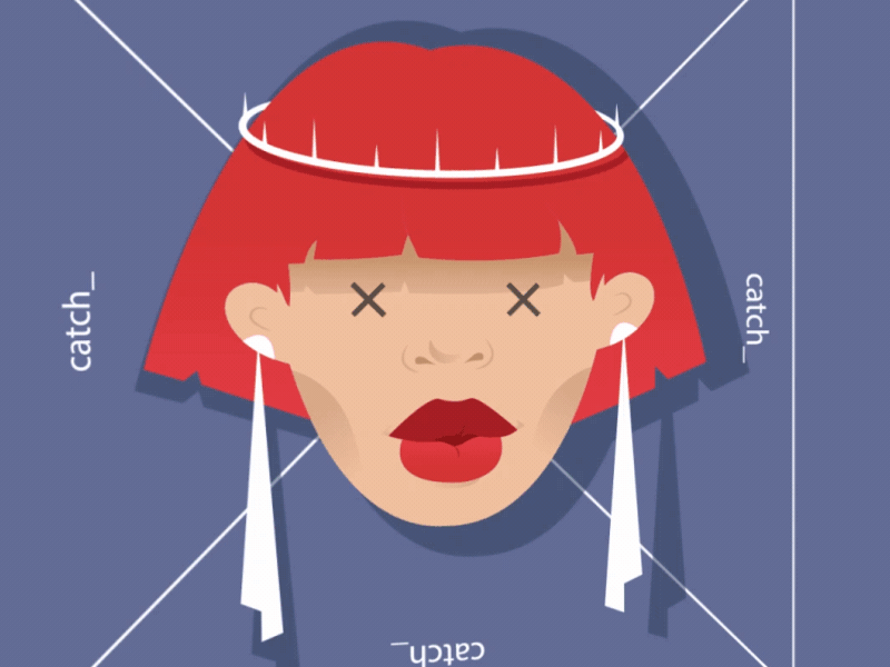 catch 3d blue catch girl glitch illustration lips red web