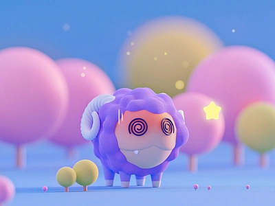 Magic lamb 3d app design blender blue branding catch character design dribbble dribble forest graphic illustration lamb logo magic ui violet web