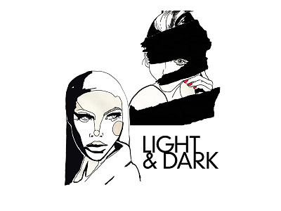 Light & Dark acrylic drawing fashion illustration ink