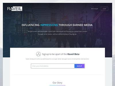 Raveil.com Beta Signup beta landing raveil signup social media ui web design
