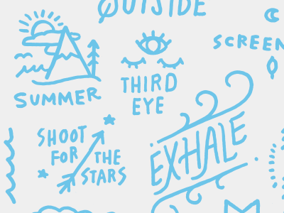Summer Sticker Sheet doodle illustration marker simple sketchbook sticker summer type