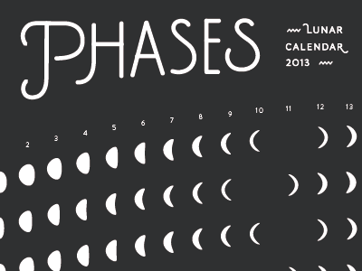 Phases of the Moon calendar custom lettering lunar moon process typography
