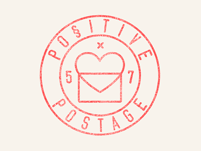 Positive Postage Stamp Logo 5x7 craft first class heart identity love postcard print stamp texture type vector