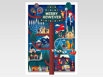 Merry However australia austria canada christmas christmas card columbia design hanukkah holidays illustration japan jerusalem philippines russia sweden venezuela