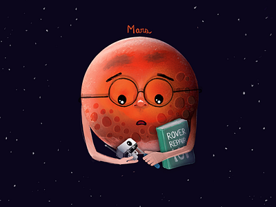 Mars illustration ipad pro kids mars planets procreate rover solar system space