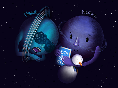 Uranus and Neptune childrens book illustration kids learning neptune planets procreate science solar system uranus