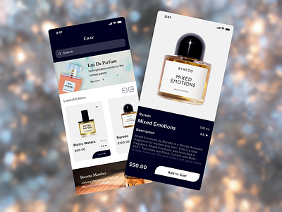 Luxe the luxury store for your fragrance app design figma design interaction luxury mobile ui perfume ui ui designer