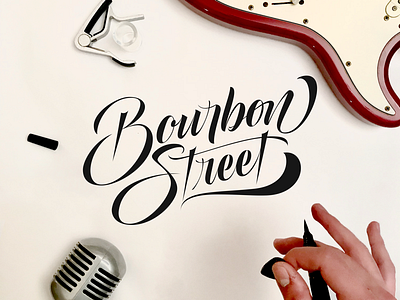 Bourbon Street art band calligraphy lettering logotype music