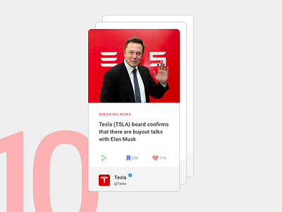 Day 10 - Share 10 bookmark buyout cards concept dailyui day10 design elon elonmusk illustration like nyc red share social media tesla twitter uidesign vector