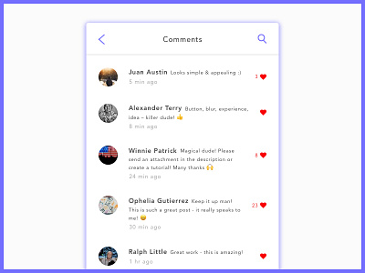 Favorite comment comments concept daily ui dailychallenge dailyui day44 design design concept favorite heart illustration like likes nyc profiles sketchapp ui uidesign vector