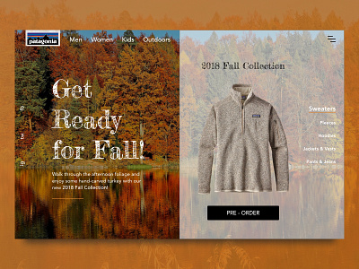 Pre Order autumn branding concept daily ui dailyui design fall illustration landingpage logo nyc orange patagonia retail shopping sketchapp ui uidesign vector webdesign