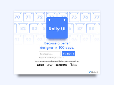 Day 100 - Daily UI Redesign blue challenge companies complete concept daily 100 challenge daily ui dailyui day100 design email get started handle illustration nyc sketchapp twitter ui uidesign vector
