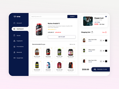 Online supplement store - Dashboard Design