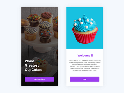 Cup cake shop App | Welcome screen