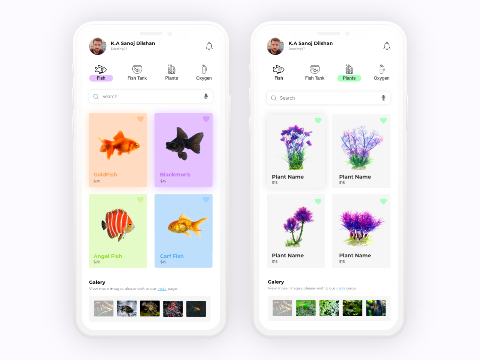 Aquarium App UI Design Daily UI Design by Sanoj Dilshan on Dribbble
