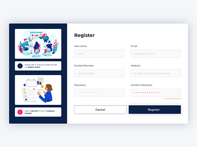 Register form Page Web UI Design by Sanoj Dilshan on Dribbble