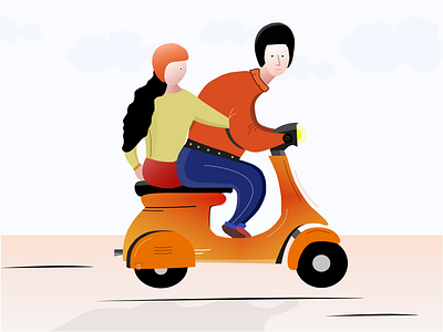 Scooter , With her . illustration illustrator love lover scooter scooter vector design vector