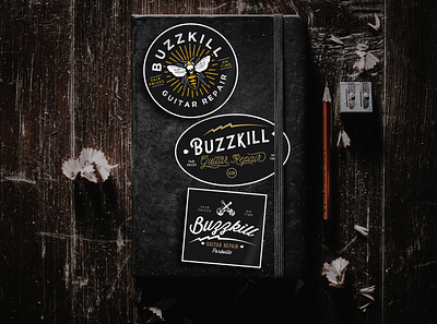 Buzzkill Guitar Repair Logo branding design identity illustration logo vector