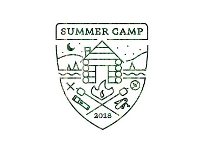 Summer Camp cabin illustration logo summer camp