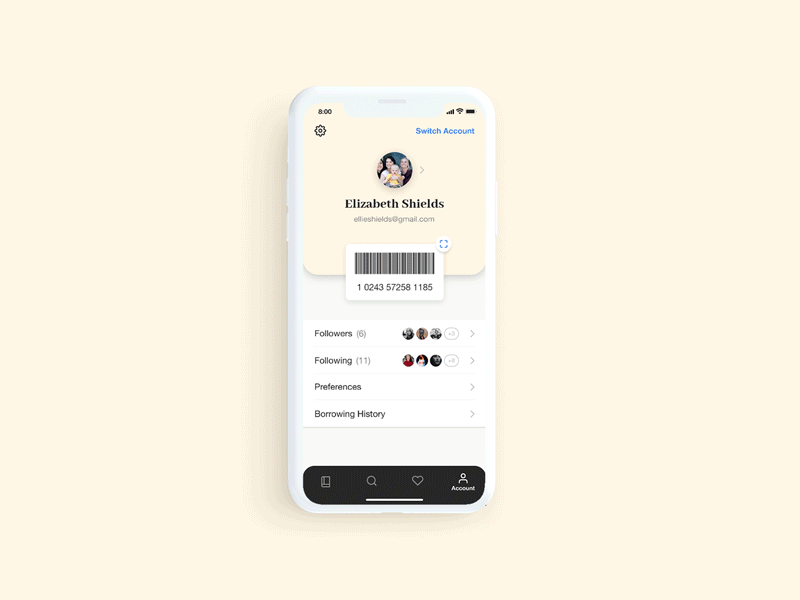 Library Card Interaction animation app books design interaction library principle reading ui uiux