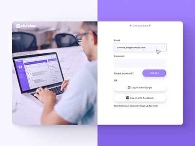 checker - account entry screen account app clean concept dailyui dashboard design email enter entry interface login password product sign up signup ui user ux web