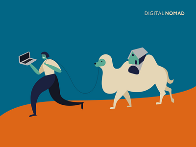 DIGITAL NOMAD art camel cartoon character cute design designer digital idea illustration inspiration interesting nomad simple