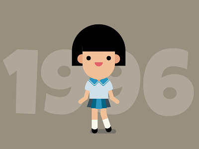 1996, Me 2d character cute flat illustration