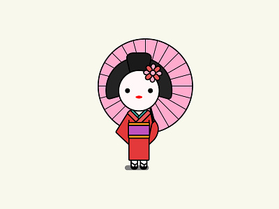 Geisha 2d character cute flat geisha illustration japan kimono