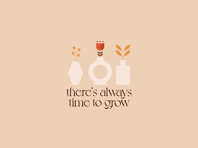 There's always time to grow flower flower illustration flowers grow illustration nature nature art nature illustration plant pot rose vase