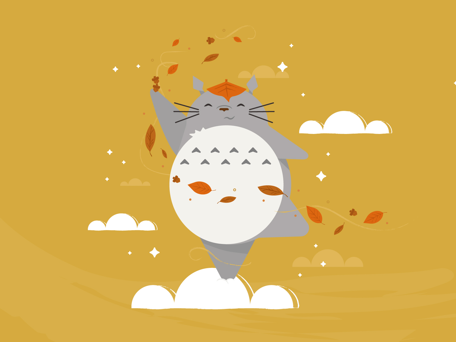 Fall Totoro autumn design fall forest ghibli gif graphic graphic design illustration illustrator leaves magic seasons spirit of the forest totoro