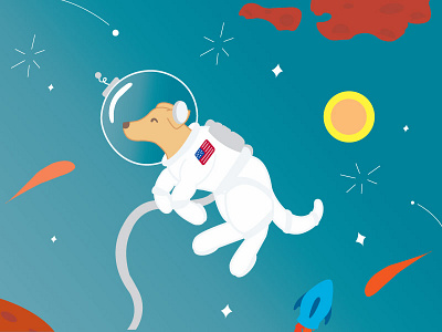 Space Dog astronaut dog illustration rocket space spacedog