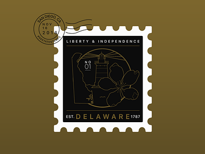 Delaware Stamp 50statestamps gold illustration stamps