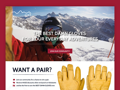 Give'r Gloves Landing Page design giver gloves graphic design landing page web design winter