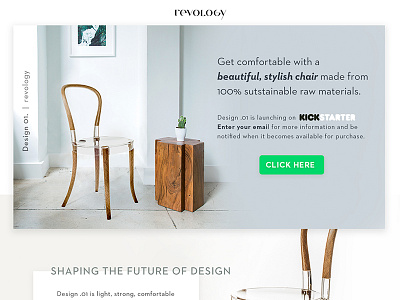 Revology Landing Page - Desktop Verison chair furniture graphic design landing page web design